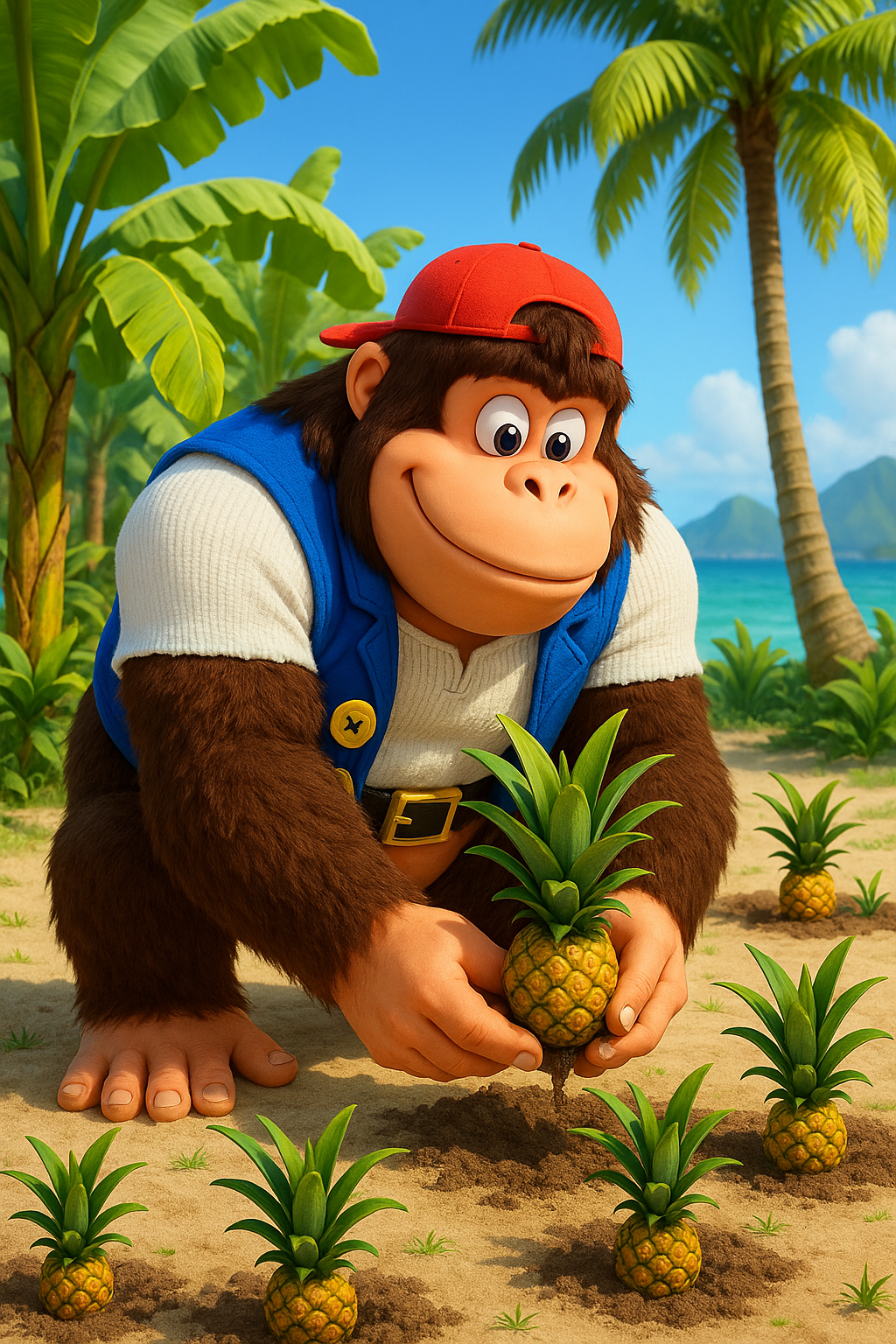 Chunky kong planting pineapples